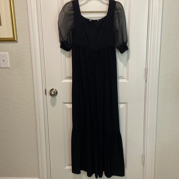 Zara Knit Maxi Black with Empire Waist Organza Sleeves - Picture 10 of 12